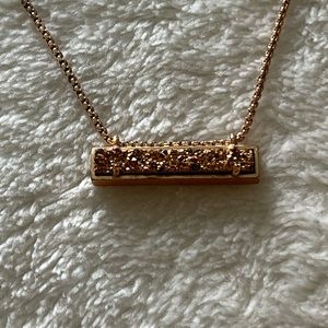 Kendra Scott ROSE GOLD Leanor Bar DRUSY Quartz Necklace